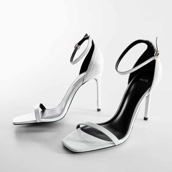 Mango White Patent Ankle-Cuff Strap Stiletto Heels Sandals. US 7.5 EU 38. Used. - Picture 14 of 16